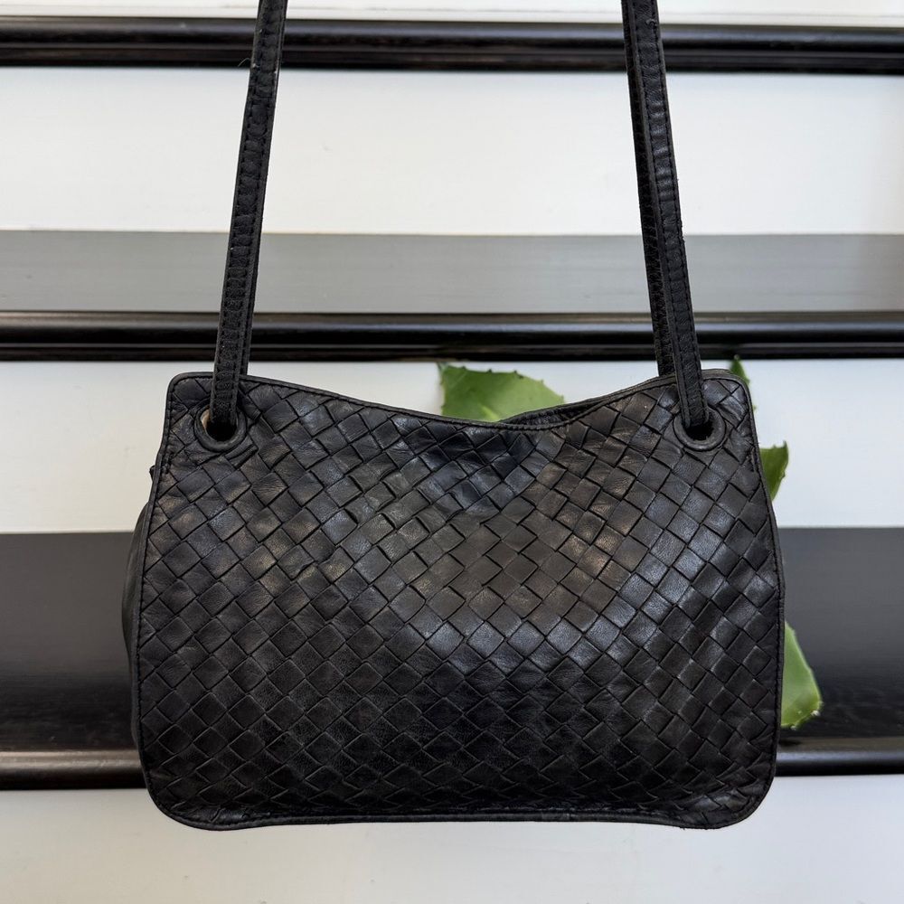 Bottega Veneta Black Intrecciato Leather Shoulder Bag